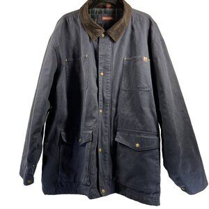 Dri Duck Men's Barn Jacket XXL Blue Corduroy Collar Cotton‎ Lined Heavy Zip Snap